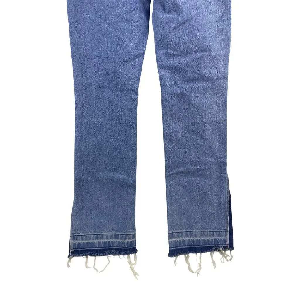 American Eagle Size 6  AEO 90's Low Rise Skinny Kick Zip Fly Contrast Raw Hem - Picture 7 of 9